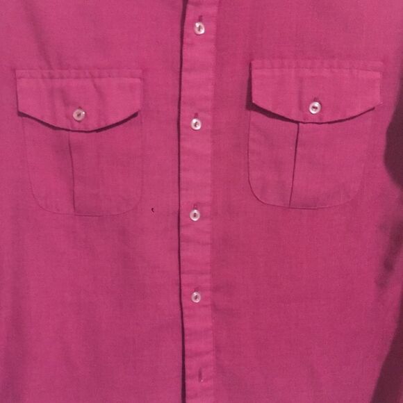 Cherry Stix Vintage Button Up Long Sleeve Shirt Men’s Pink Pockets Shoulder Tabs - Picture 2 of 5